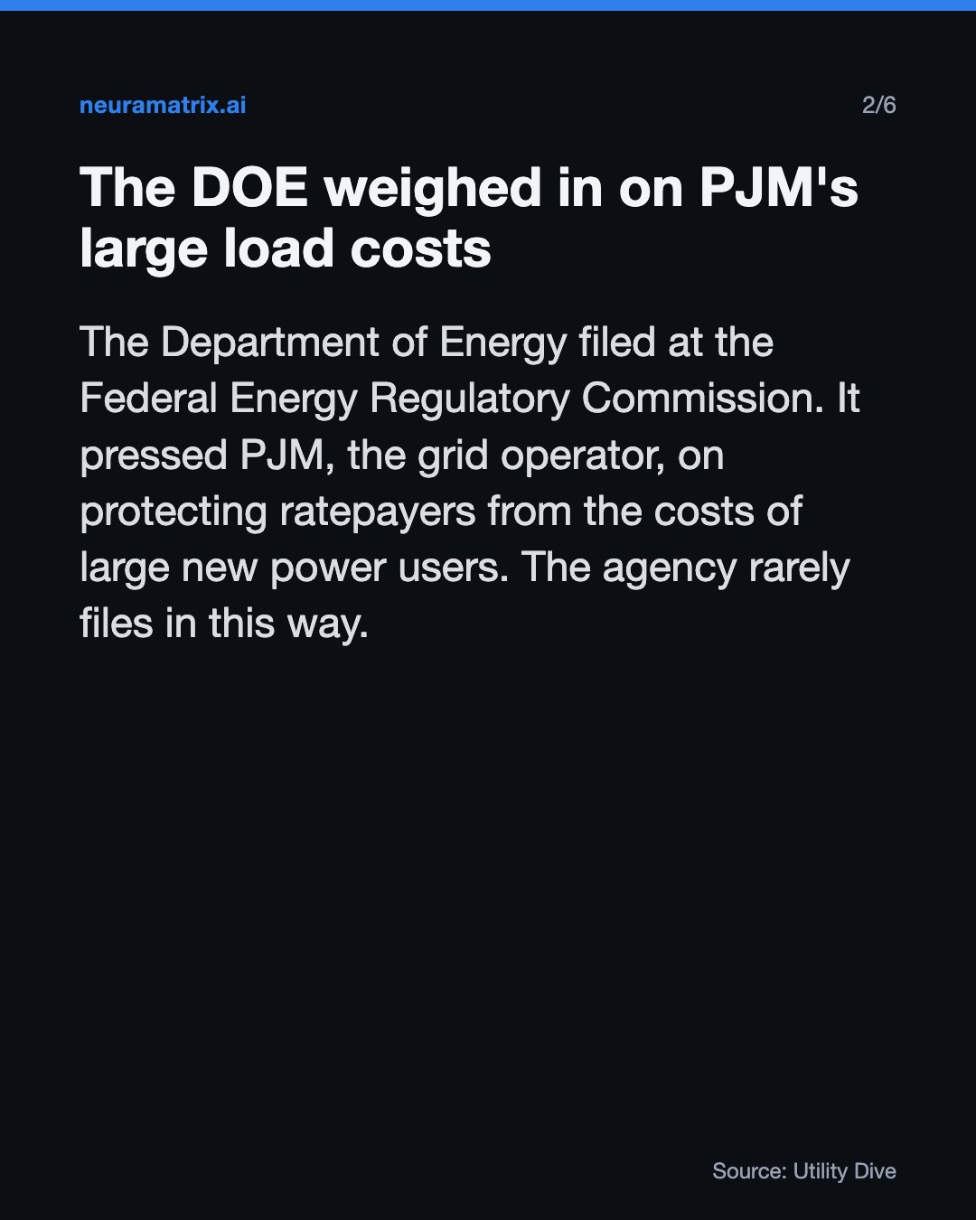 The DOE weighed in on PJM's large load costs. The Department of Energy filed at the Federal Energy Regulatory Commission. It pressed PJM, the grid operator, on protecting ratepayers from the costs of large new power users. The agency rarely files in this way.